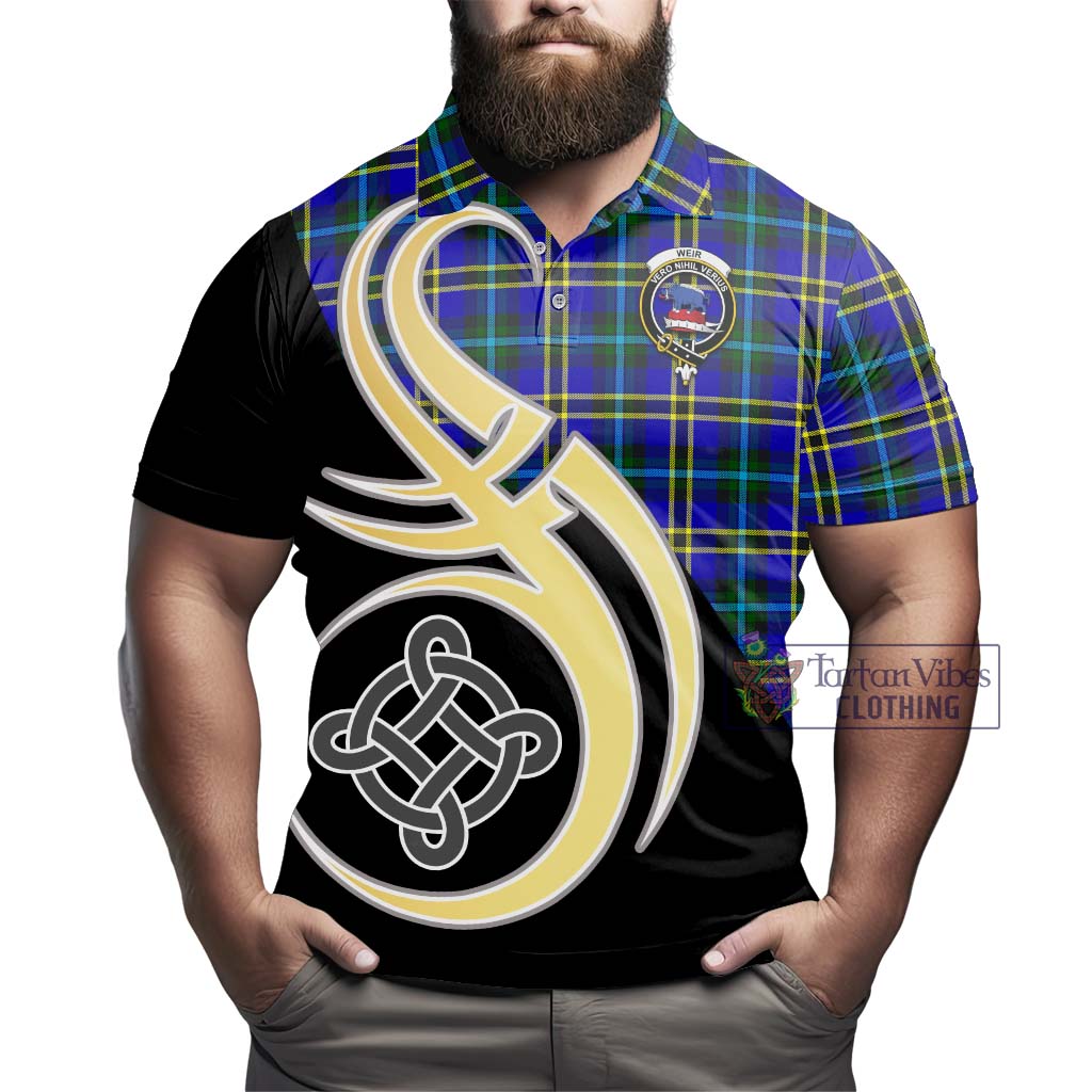 Tartan Vibes Clothing Weir Modern Tartan Polo Shirt with Family Crest and Celtic Symbol Style