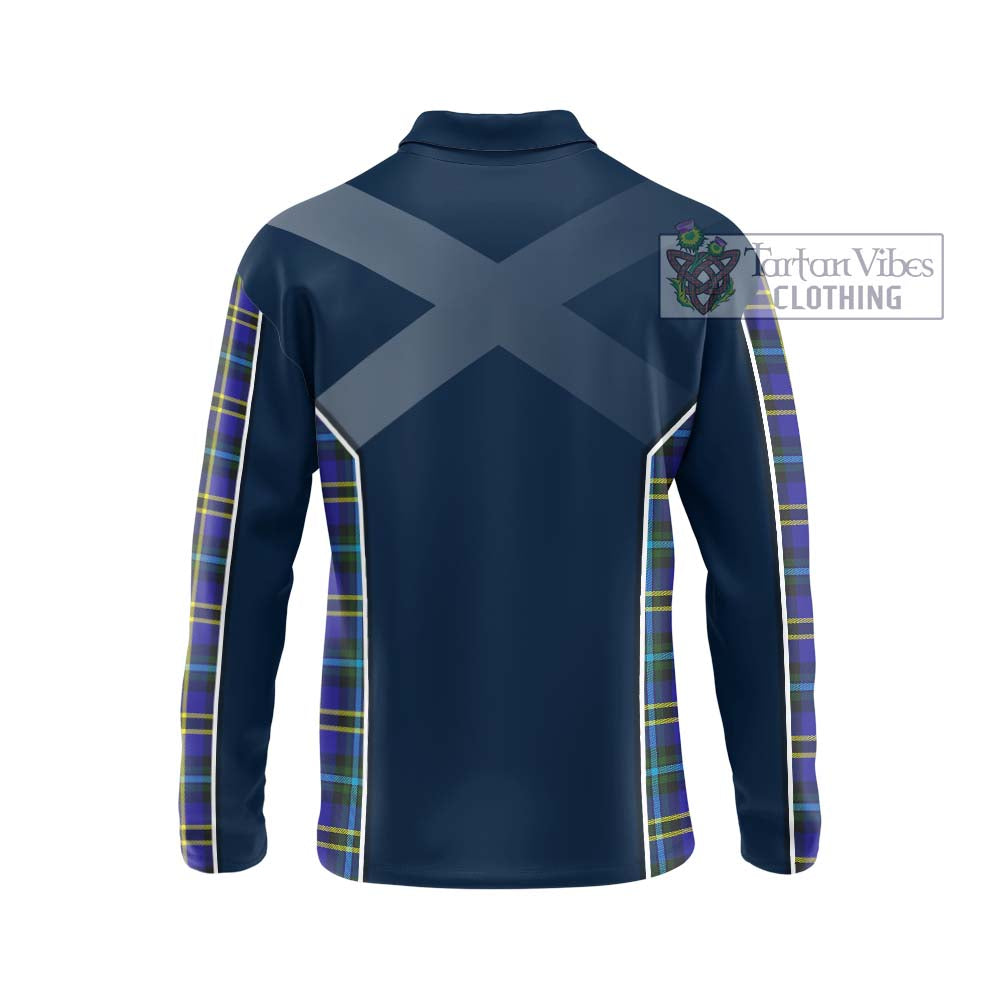 Weir Modern Tartan Long Sleeve Polo Shirt with Family Crest and Lion Rampant Vibes Sport Style - Tartan Vibes Clothing