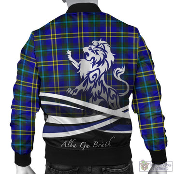 Weir Modern Tartan Bomber Jacket with Alba Gu Brath Regal Lion Emblem