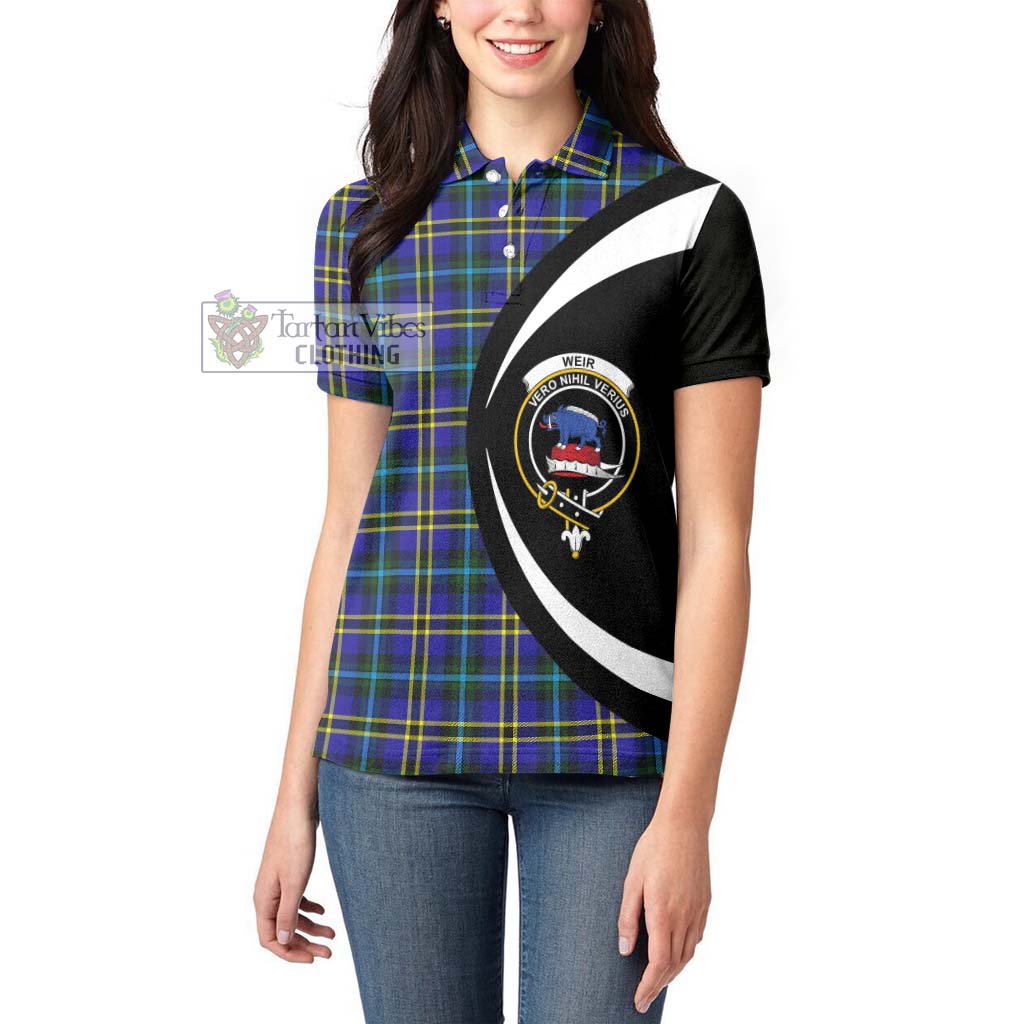 Tartan Vibes Clothing Weir Modern Tartan Women's Polo Shirt with Family Crest Circle Style