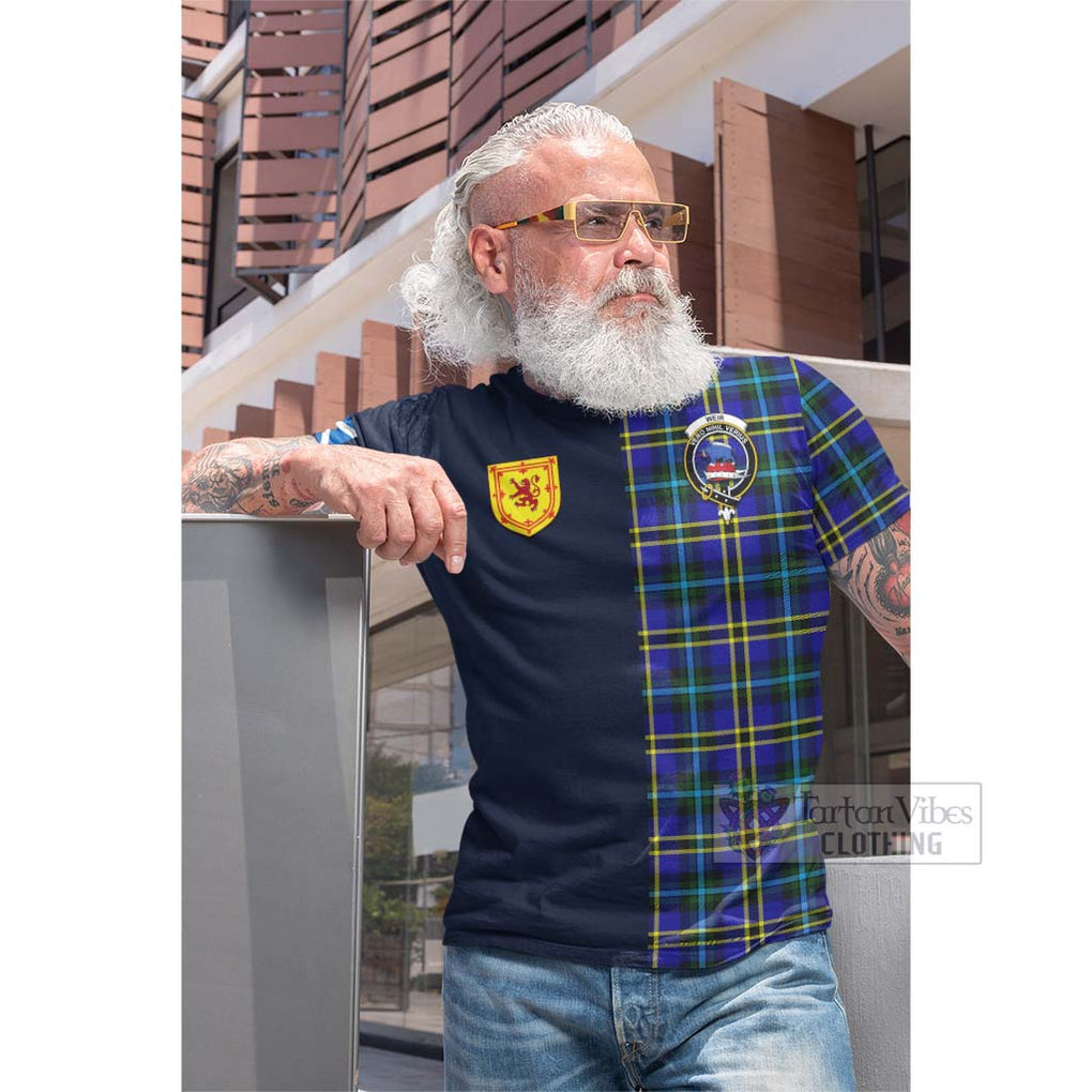 Tartan Vibes Clothing Weir Modern Tartan Cotton T-shirt with Scottish Lion Royal Arm Half Style