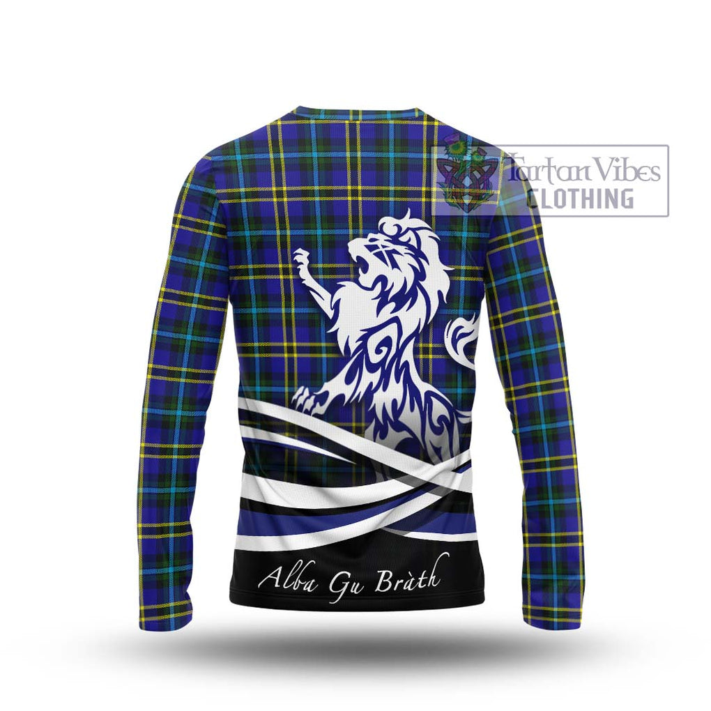 Weir Modern Tartan Long Sleeve T-Shirt with Alba Gu Brath Regal Lion Emblem - Tartanvibesclothing Shop