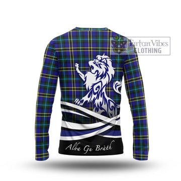 Weir Modern Tartan Long Sleeve T-Shirt with Alba Gu Brath Regal Lion Emblem