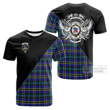 Weir Modern Tartan Cotton T-shirt with Family Crest and Military Logo Style