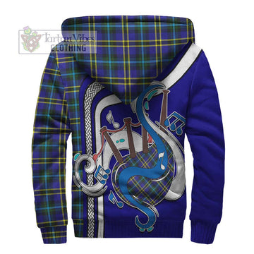 Weir Modern Tartan Sherpa Hoodie with Epic Bagpipe Style