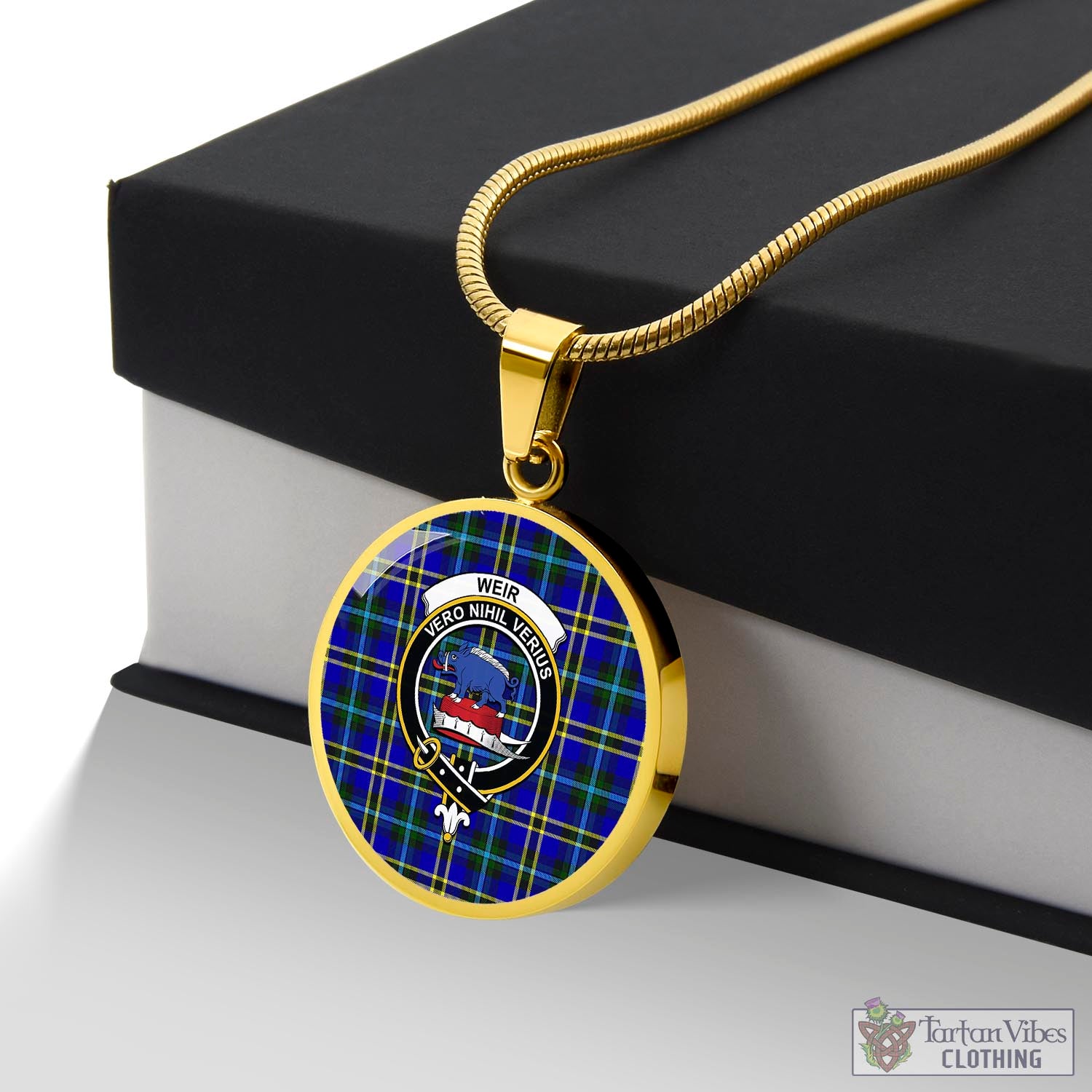 Tartan Vibes Clothing Weir Modern Tartan Circle Necklace with Family Crest