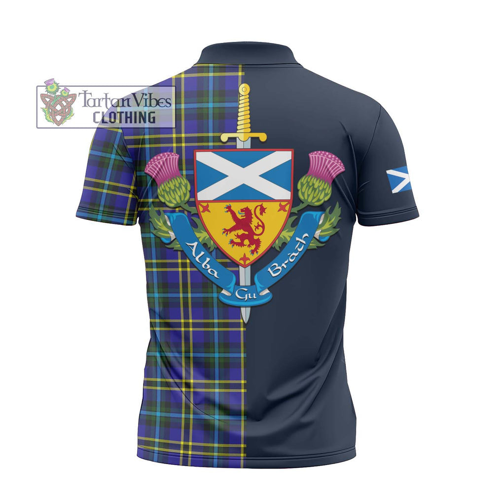 Tartan Vibes Clothing Weir Modern Tartan Zipper Polo Shirt with Scottish Lion Royal Arm Half Style