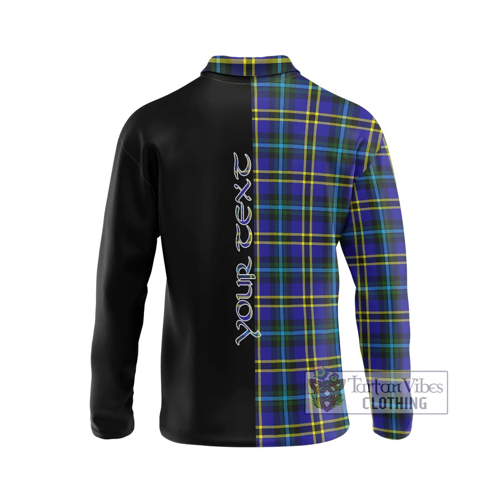 Weir Modern Tartan Long Sleeve Polo Shirt with Family Crest and Half Of Me Style - Tartanvibesclothing Shop