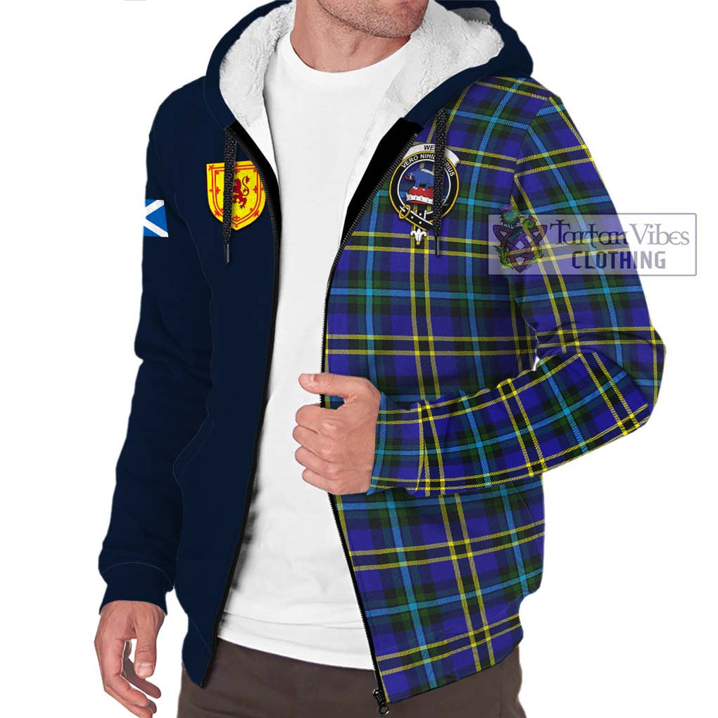 Tartan Vibes Clothing Weir Modern Tartan Sherpa Hoodie with Scottish Lion Royal Arm Half Style