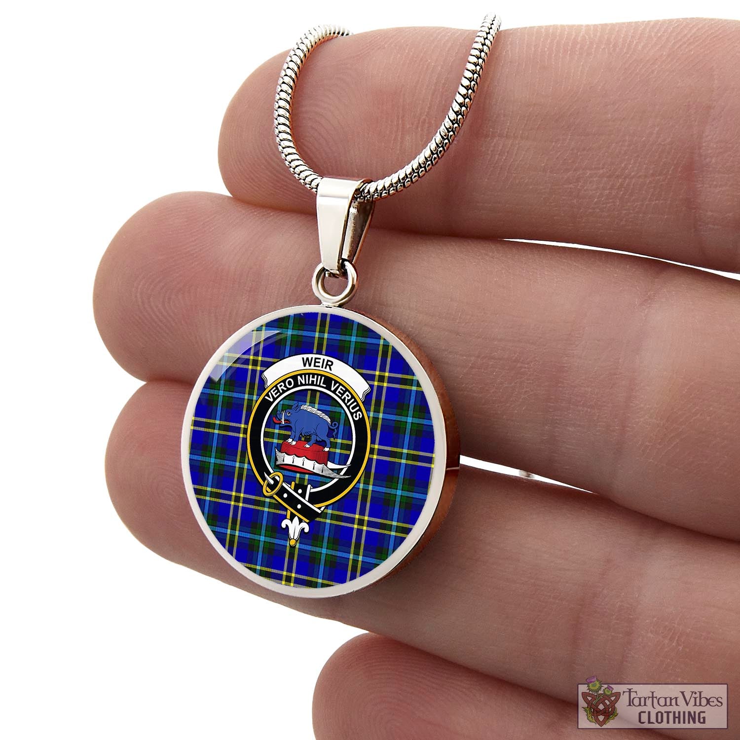 Tartan Vibes Clothing Weir Modern Tartan Circle Necklace with Family Crest