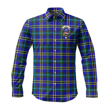 Weir Modern Tartan Long Sleeve Button Up Shirt with Family Crest