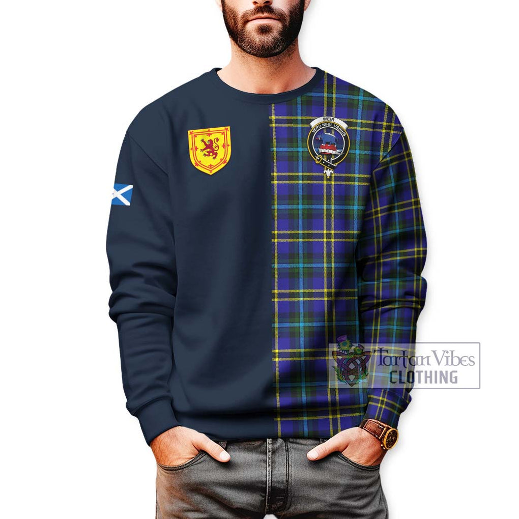 Tartan Vibes Clothing Weir Modern Tartan Sweatshirt with Scottish Lion Royal Arm Half Style