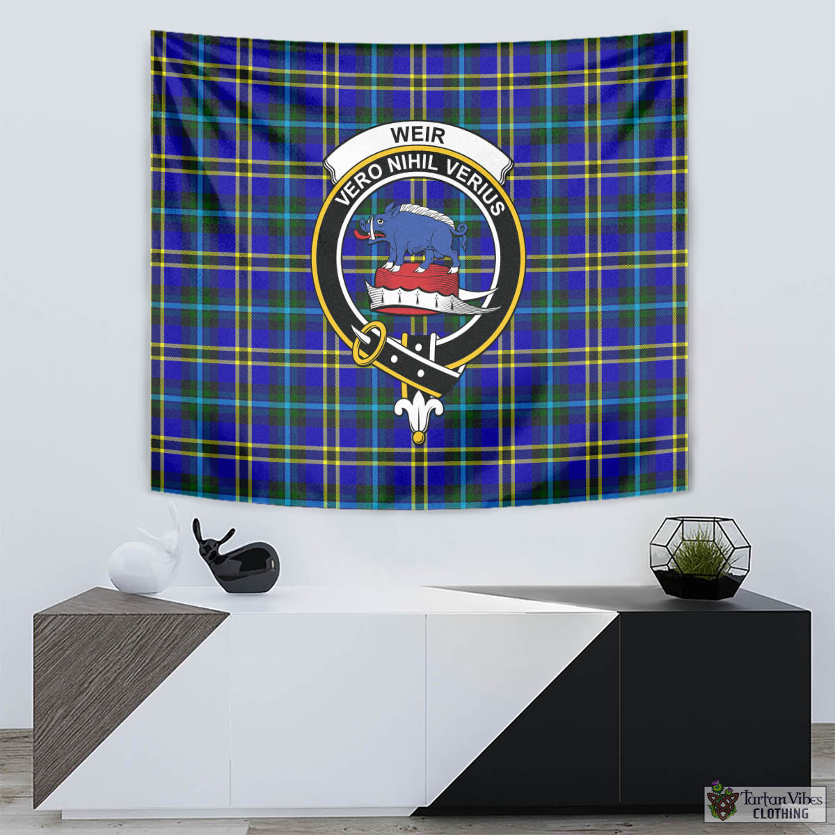 Tartan Vibes Clothing Weir Modern Tartan Tapestry Wall Hanging and Home Decor for Room with Family Crest