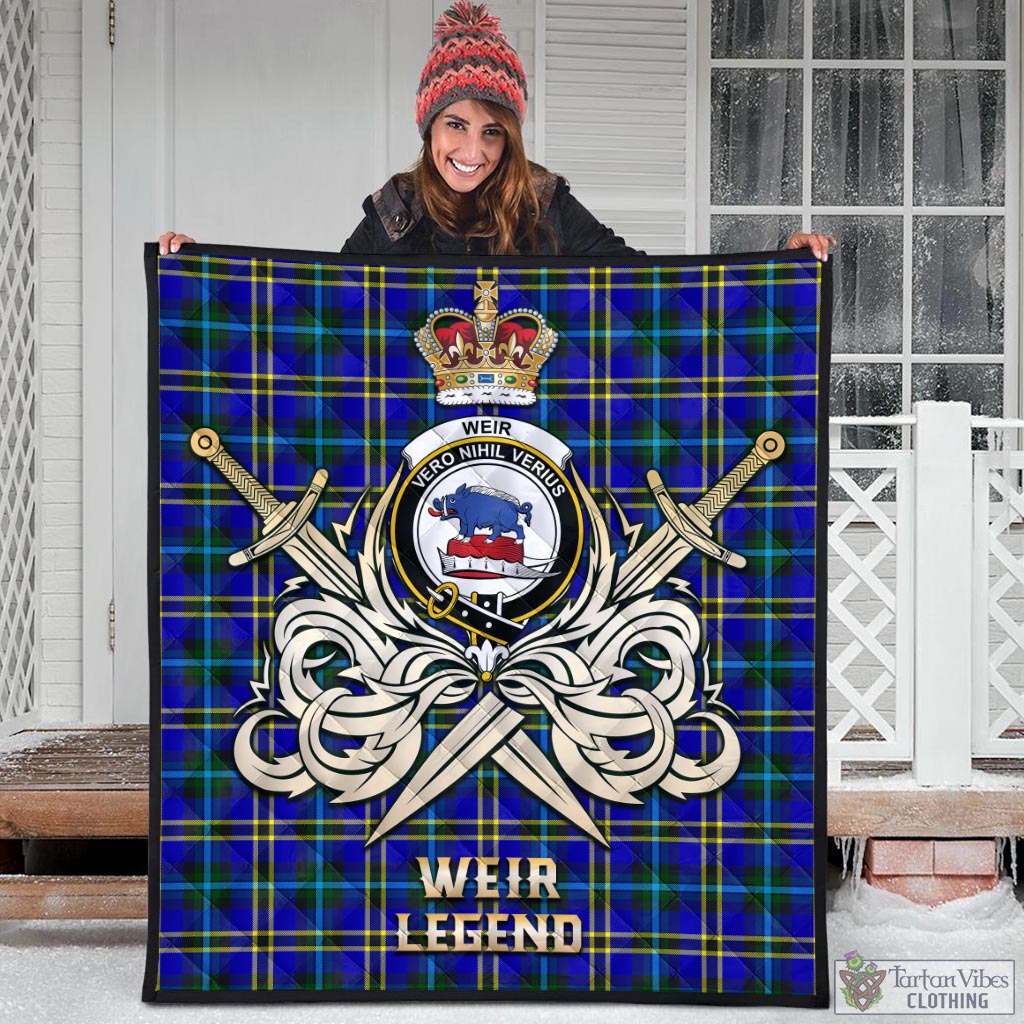 Tartan Vibes Clothing Weir Modern Tartan Quilt with Clan Crest and the Golden Sword of Courageous Legacy