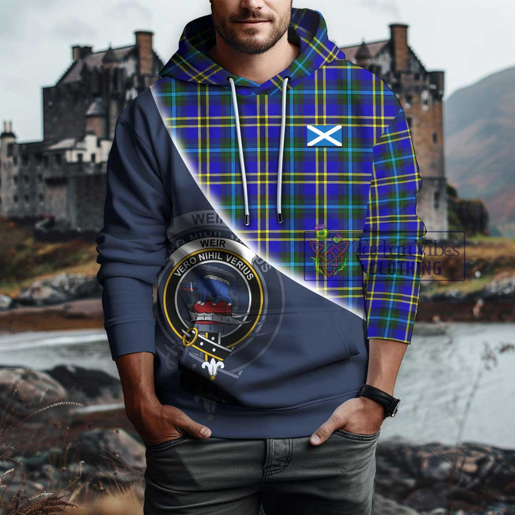 Weir Modern Tartan Hoodie with Personalised National Flag and Family Crest Half Style - Tartanvibesclothing Shop