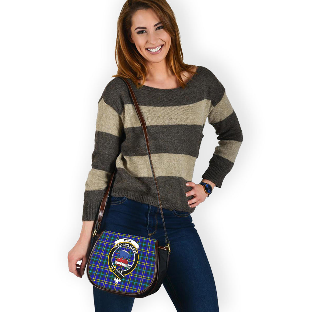 Weir Modern Tartan Saddle Bag with Family Crest - Tartan Vibes Clothing