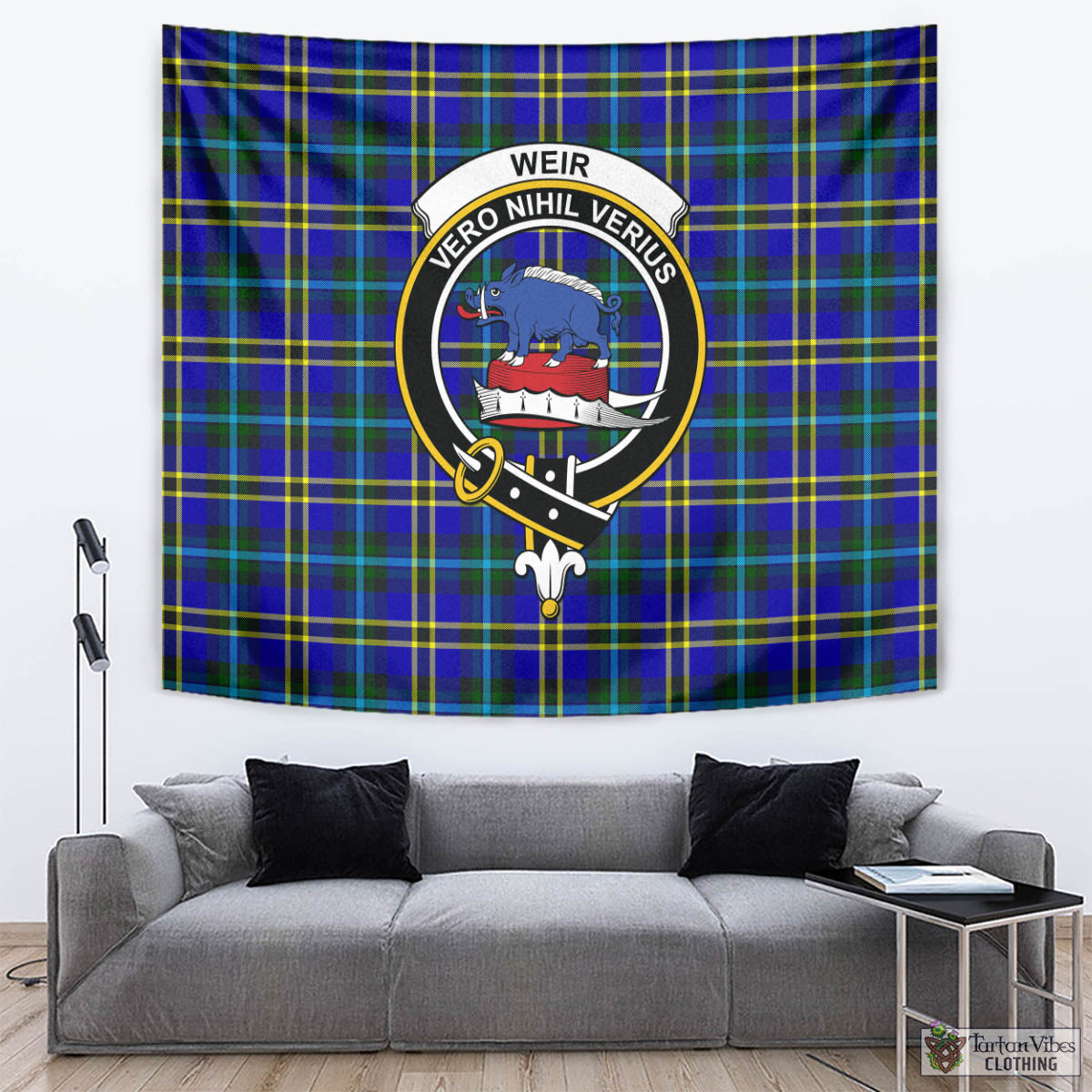 Tartan Vibes Clothing Weir Modern Tartan Tapestry Wall Hanging and Home Decor for Room with Family Crest