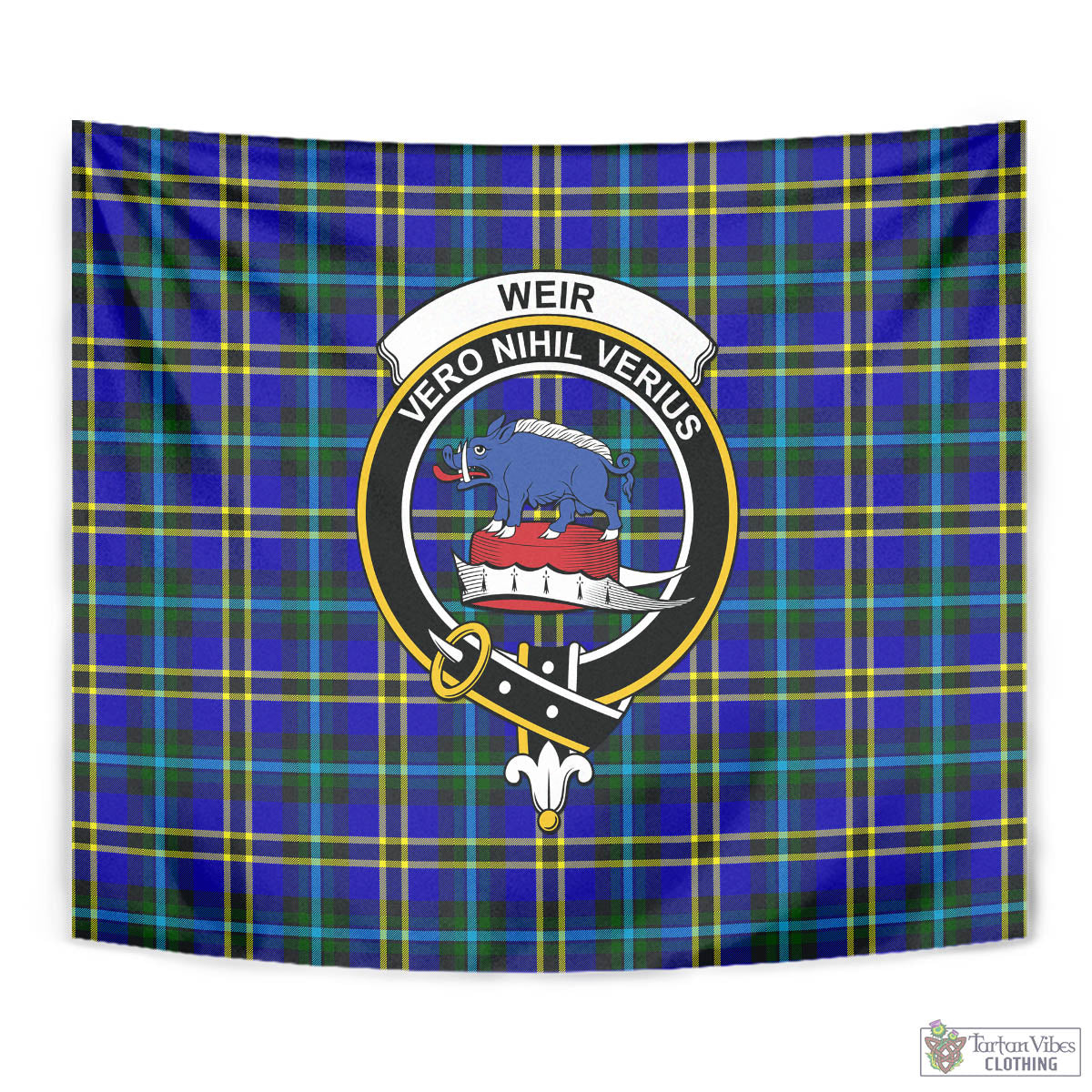 Tartan Vibes Clothing Weir Modern Tartan Tapestry Wall Hanging and Home Decor for Room with Family Crest