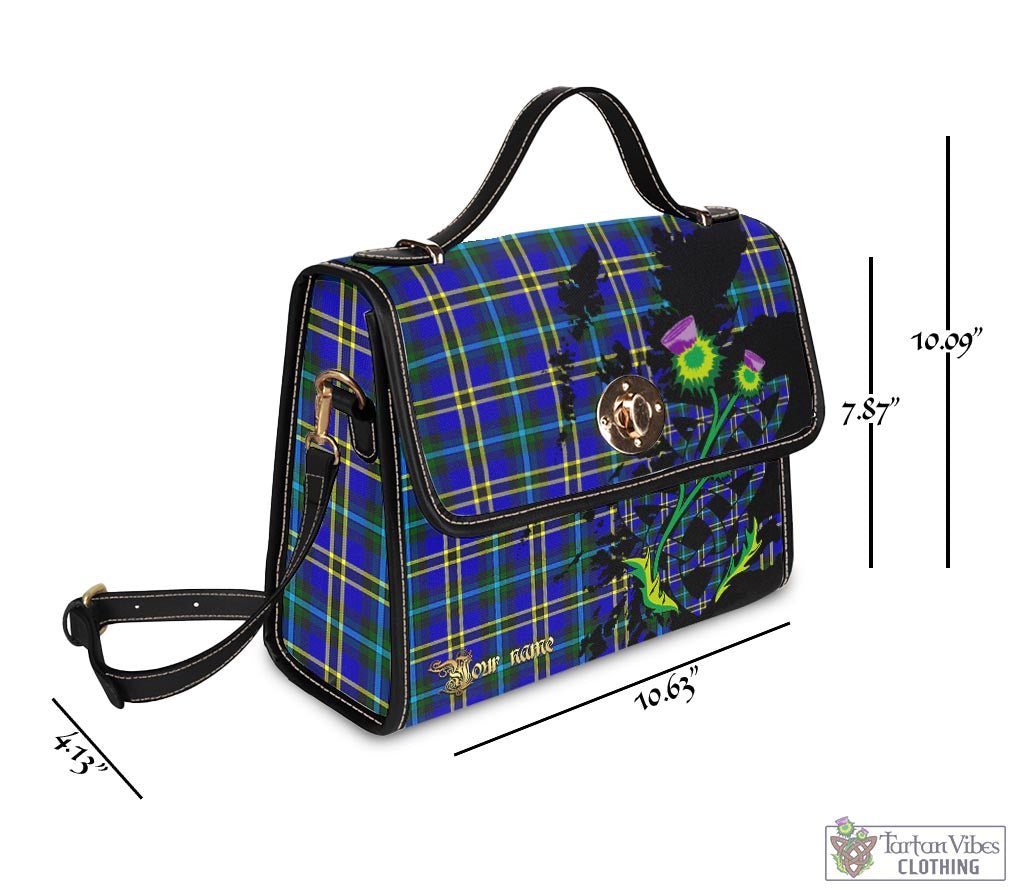 Tartan Vibes Clothing Weir Modern Tartan Waterproof Canvas Bag with Scotland Map and Thistle Celtic Accents