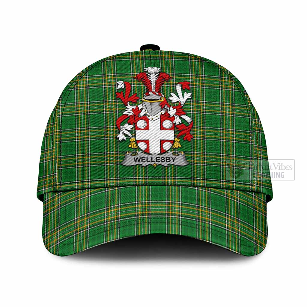 Tartan Vibes Clothing Wellesby Irish Clan Tartan Classic Cap with Coat of Arms