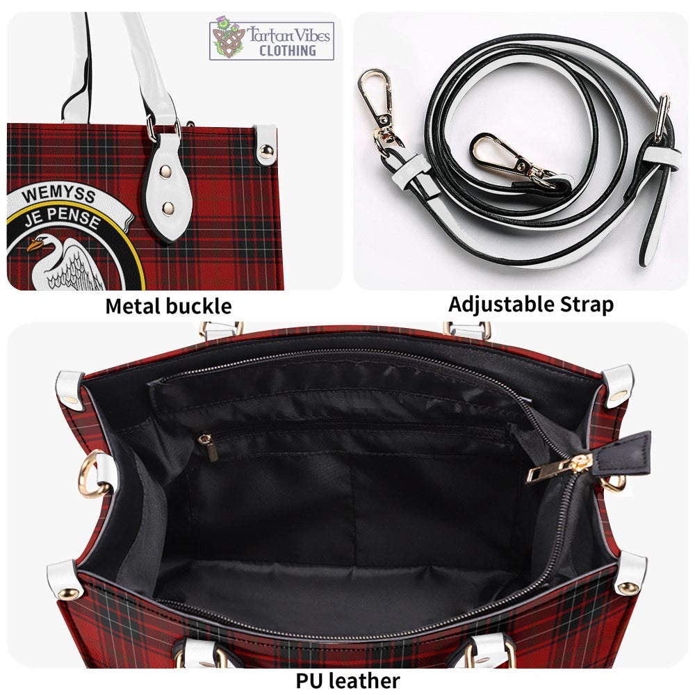 Tartan Vibes Clothing Wemyss Tartan Luxury Leather Handbags with Family Crest