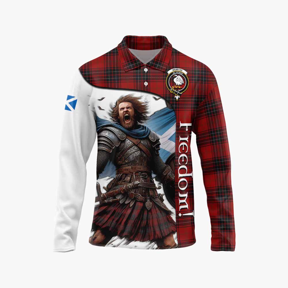 Tartan Vibes Clothing Wemyss Crest Tartan Long Sleeve Polo Shirt Inspired by the Freedom of Scottish Warrior