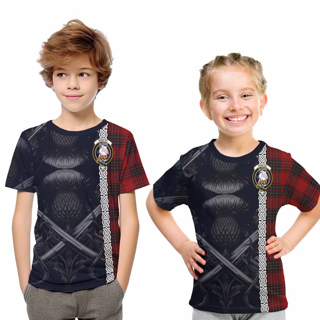 Tartan Vibes Clothing Wemyss Tartan Kid T-Shirt with Family Crest Cross Sword Thistle Celtic Vibes