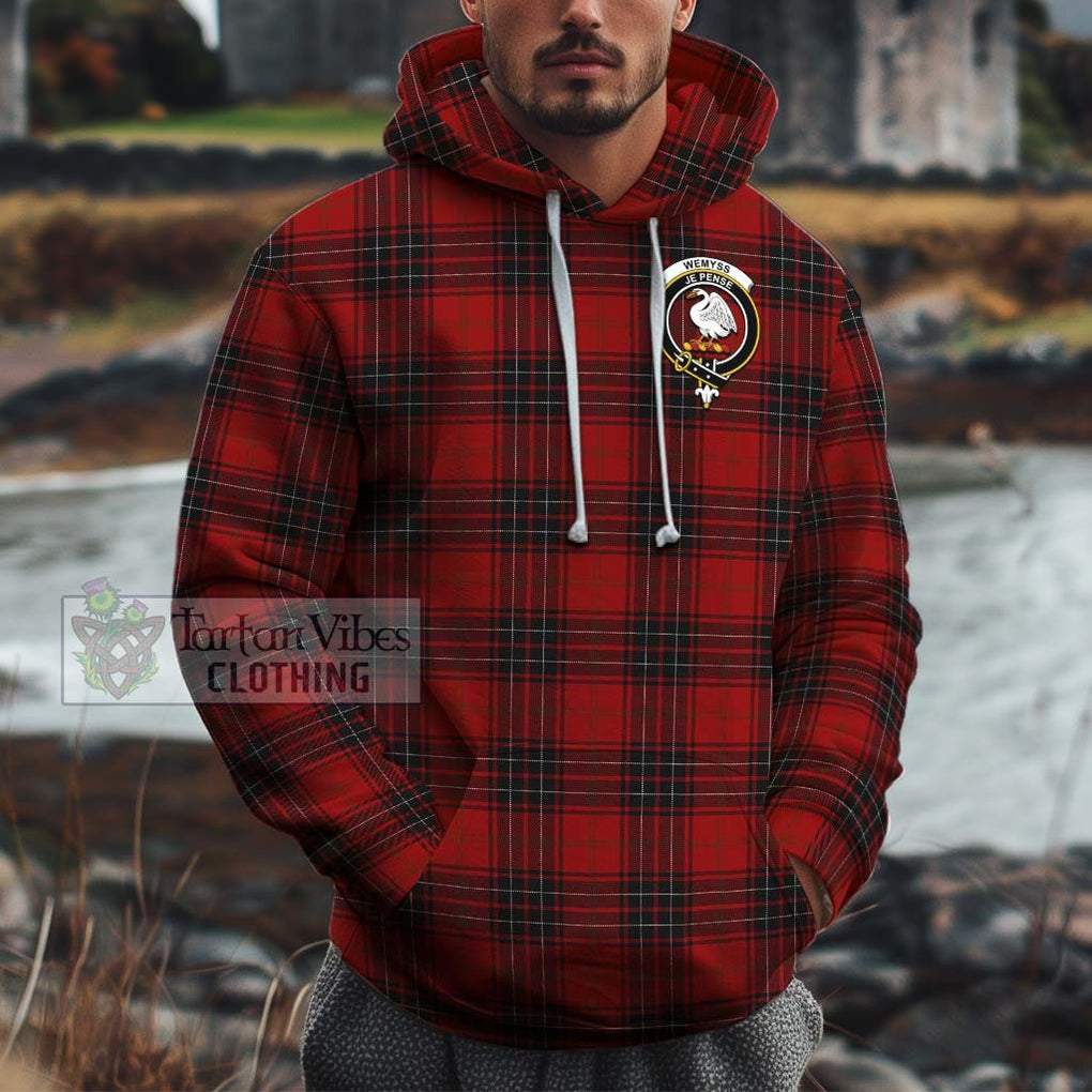 Wemyss Tartan Cotton Hoodie with Family Crest Pullover Hoodie XS - Tartan Vibes Clothing