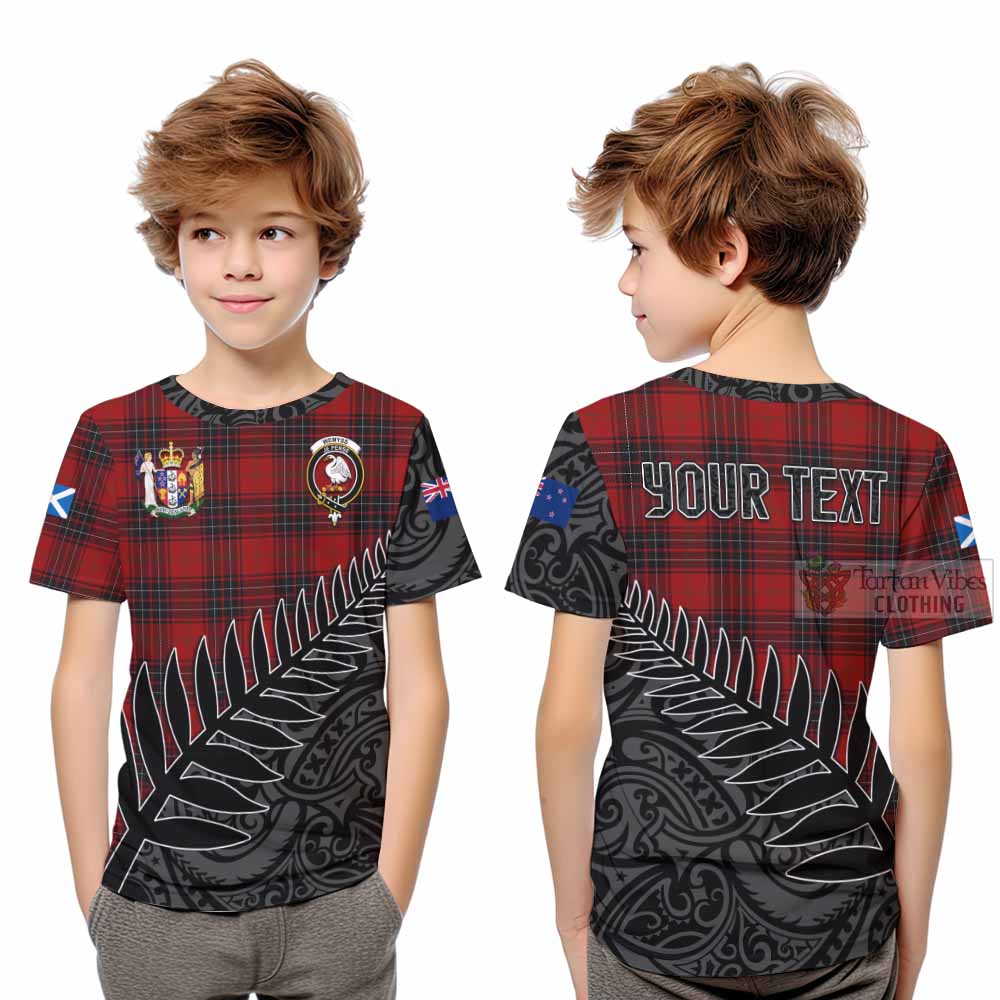 Tartan Vibes Clothing Wemyss Crest Tartan Kid T-Shirt with New Zealand Silver Fern Half Style