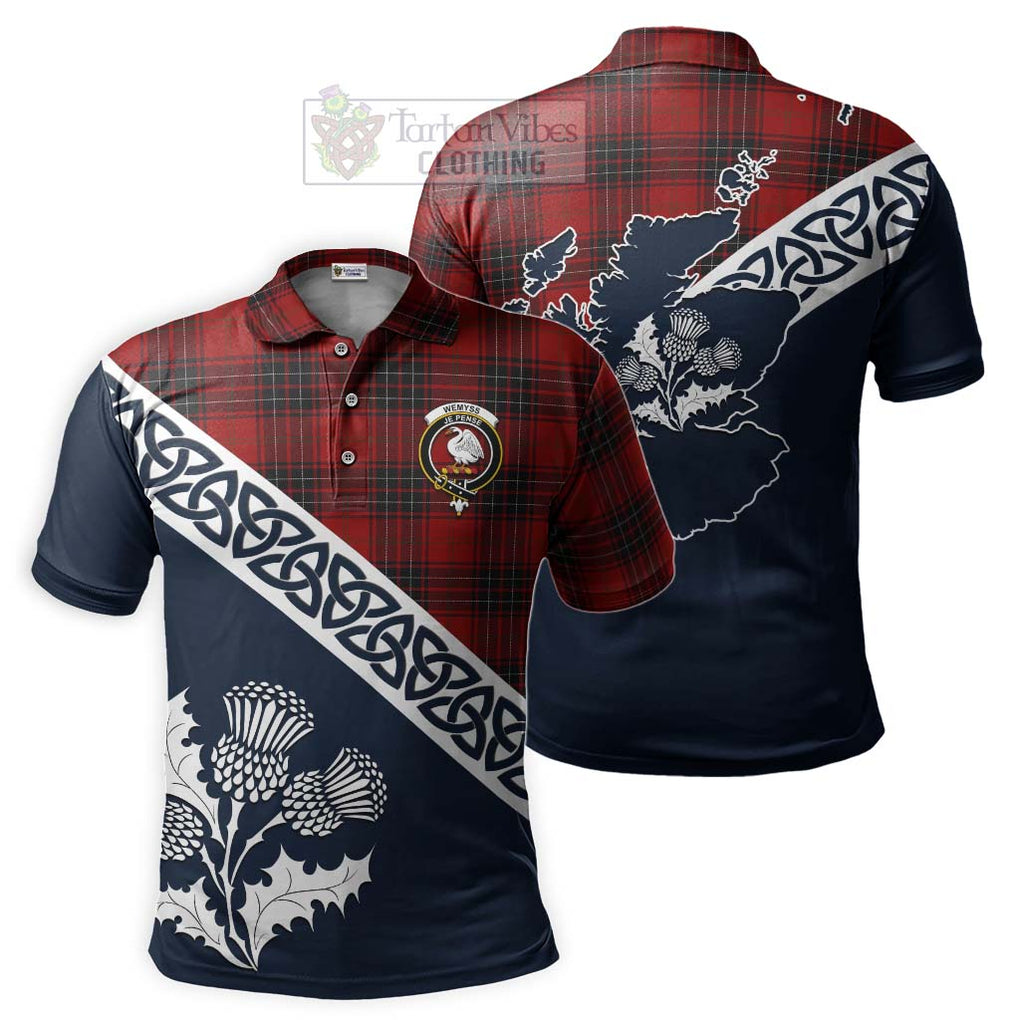 Wemyss Tartan Polo Shirt Featuring Thistle and Scotland Map Kid - Tartanvibesclothing Store