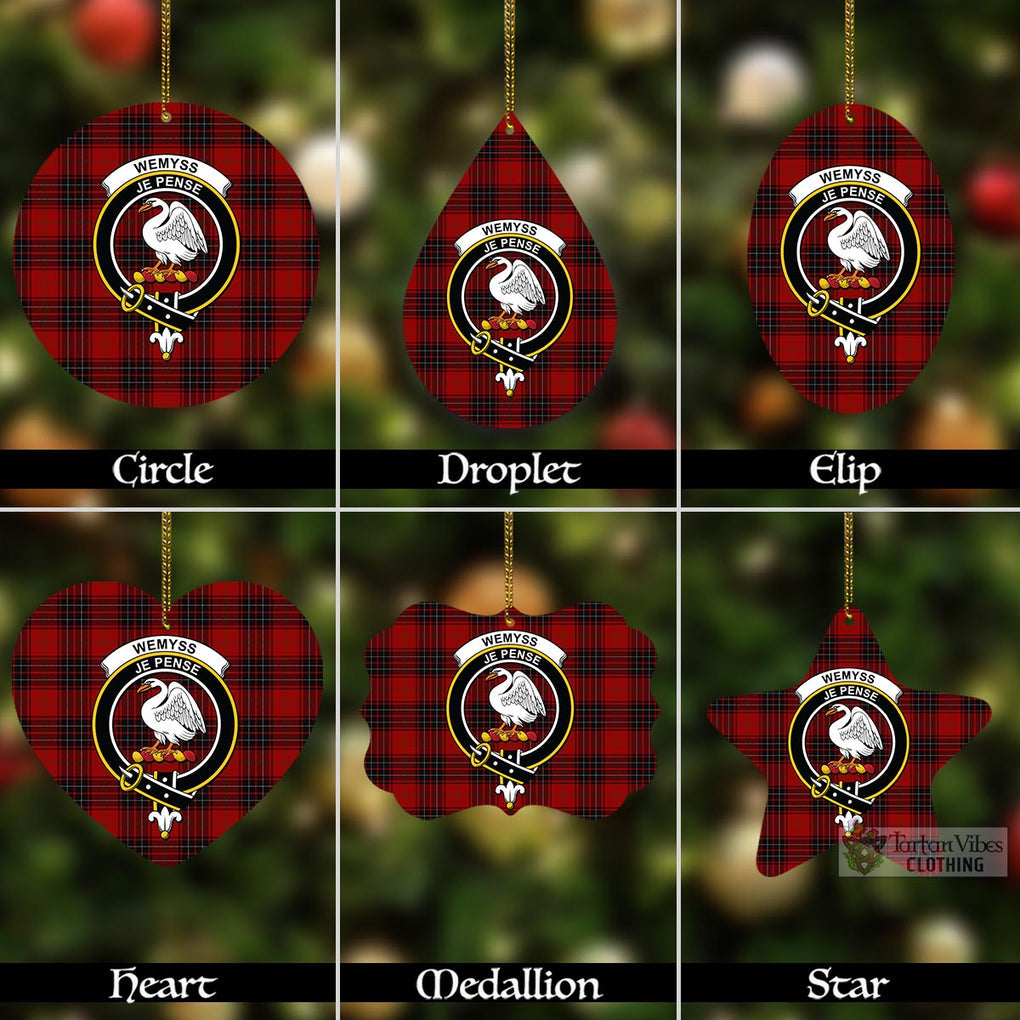 Tartan Vibes Clothing Wemyss Tartan Christmas Aluminium Ornament with Family Crest