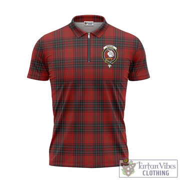 Wemyss Tartan Zipper Polo Shirt with Family Crest