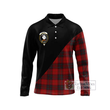 Wemyss Tartan Long Sleeve Polo Shirt with Family Crest and Military Logo Style Unisex - Tartan Vibes Clothing