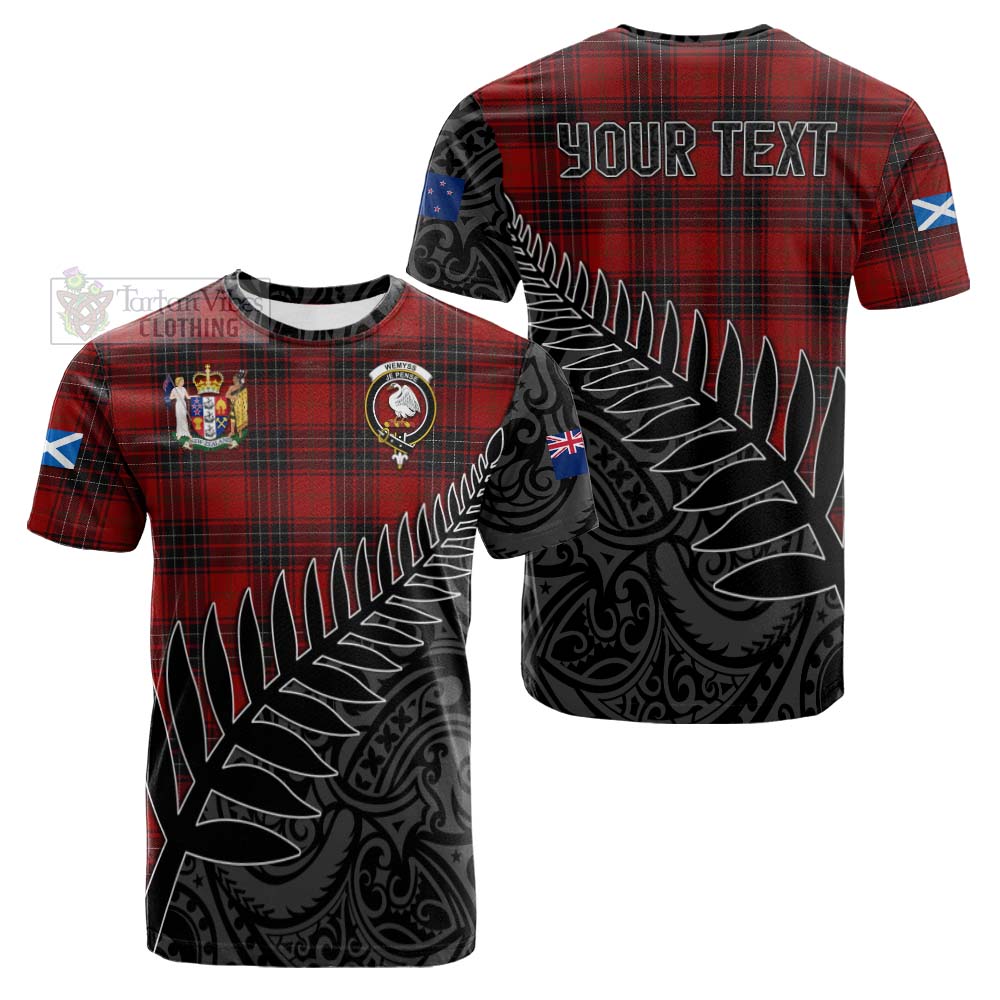 Tartan Vibes Clothing Wemyss Crest Tartan Cotton T-shirt with New Zealand Silver Fern Half Style