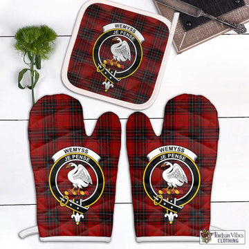 Wemyss Tartan Combo Oven Mitt & Pot-Holder with Family Crest White - Tartan Vibes Clothing