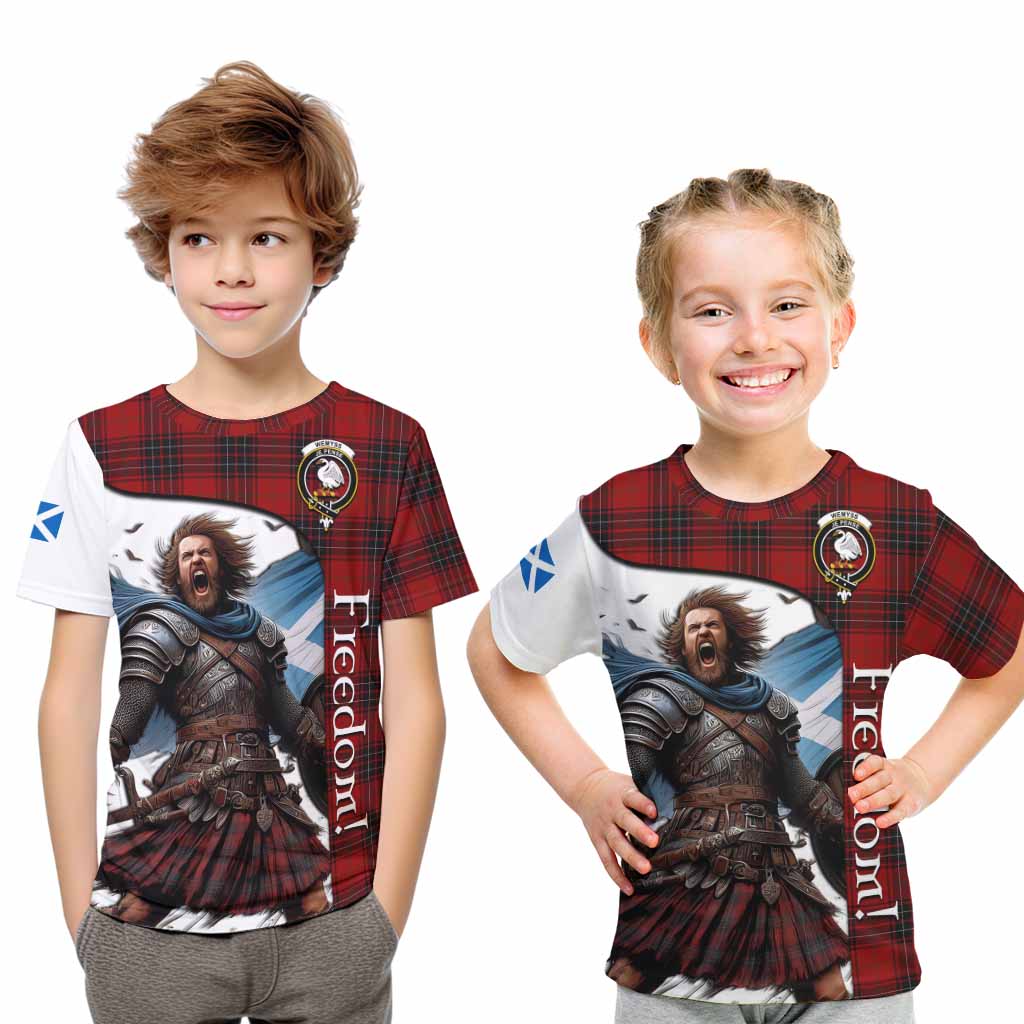 Tartan Vibes Clothing Wemyss Crest Tartan Kid T-Shirt Inspired by the Freedom of Scottish Warrior