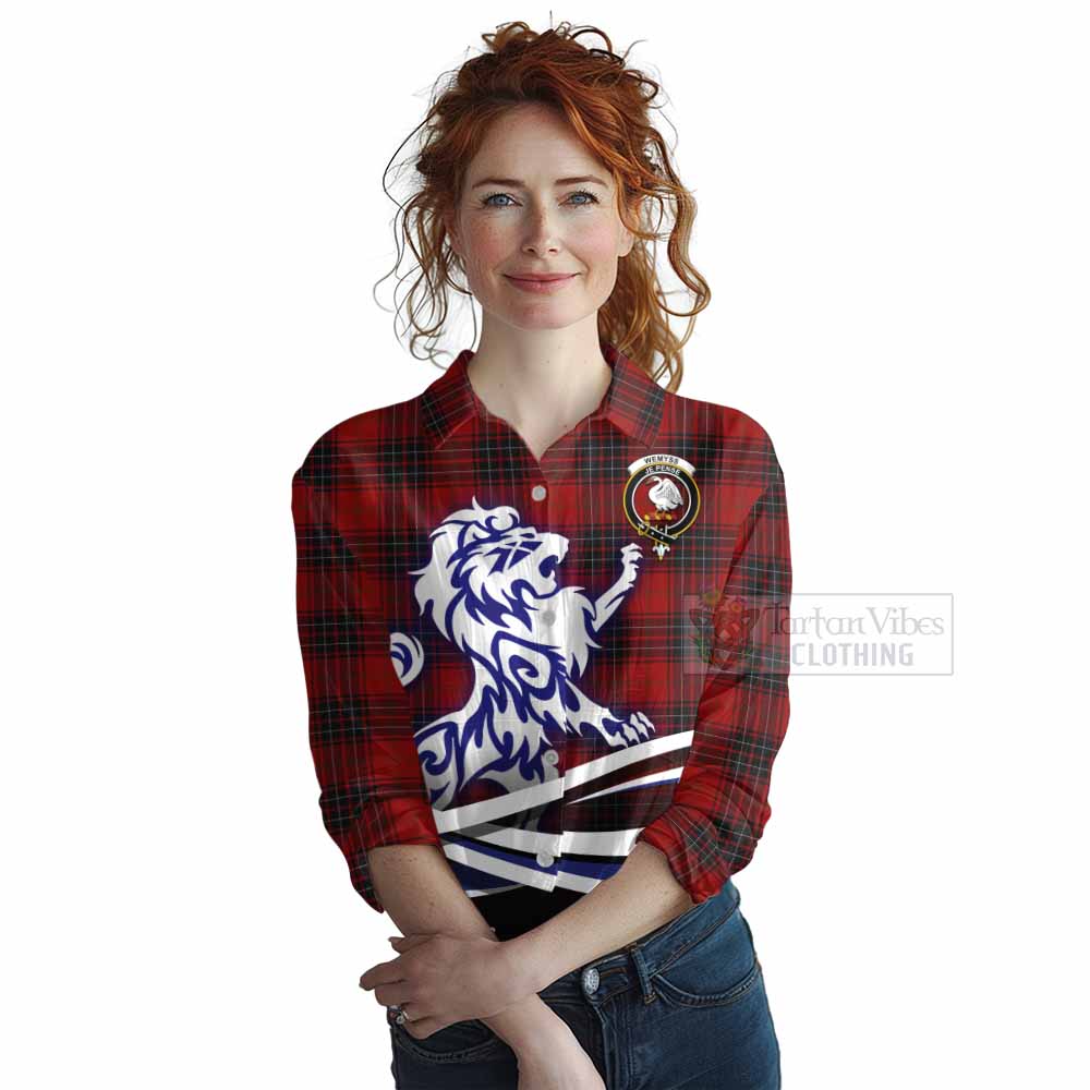 Tartan Vibes Clothing Wemyss Tartan Women's Casual Shirt with Alba Gu Brath Regal Lion Emblem