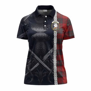 Wemyss Tartan Women's Polo Shirt with Family Crest Cross Sword Thistle Celtic Vibes