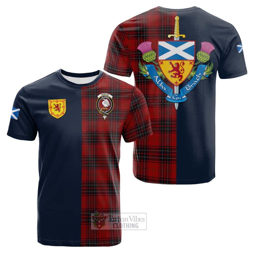 Tartan Vibes Clothing Wemyss Tartan Cotton T-shirt with Scottish Lion Royal Arm Half Style