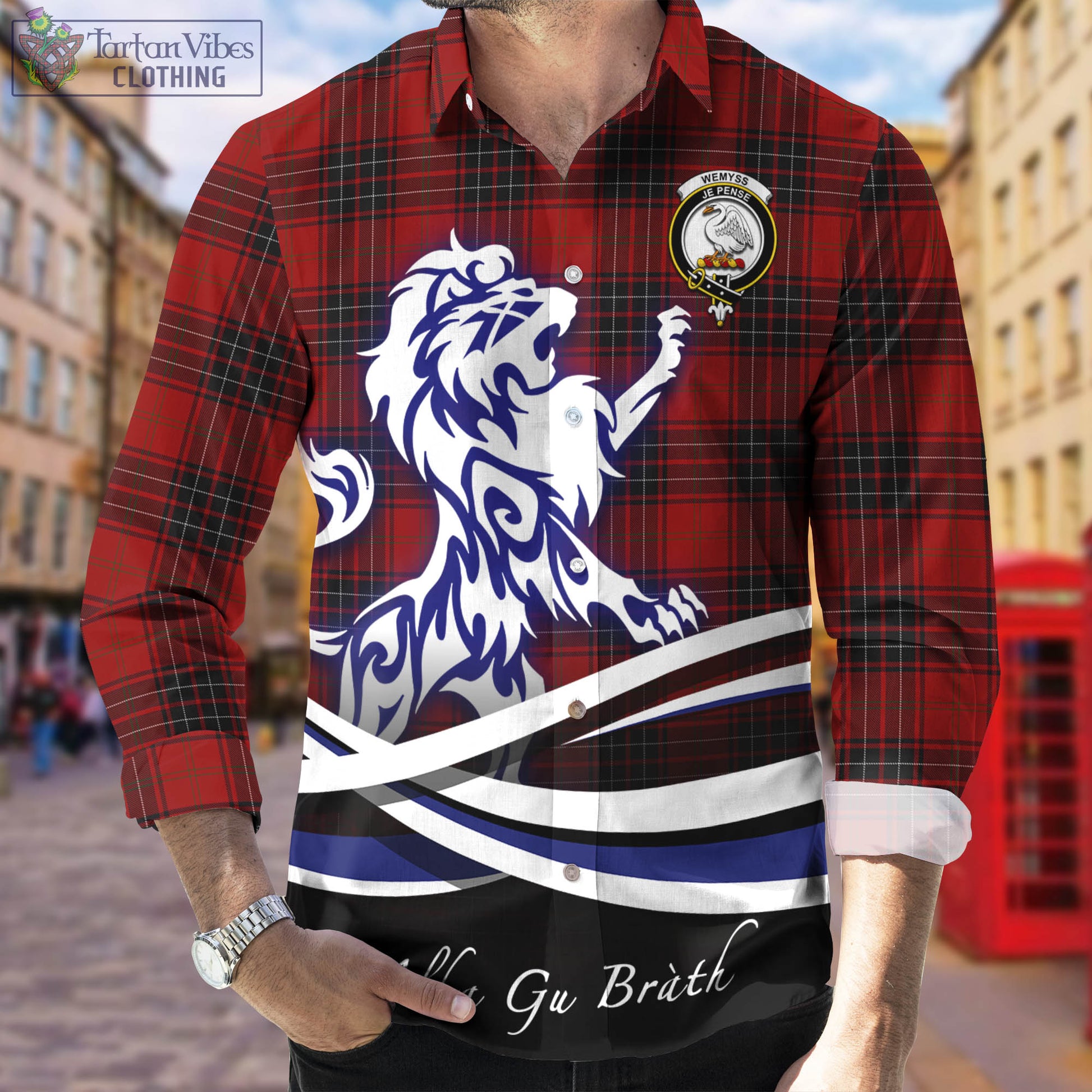 wemyss-tartan-long-sleeve-button-up-shirt-with-alba-gu-brath-regal-lion-emblem