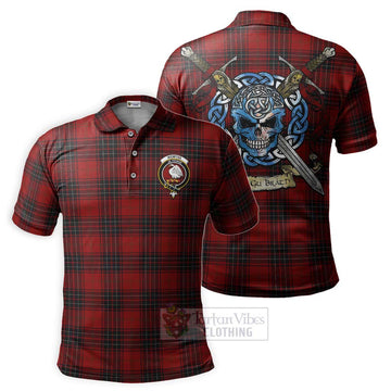 Wemyss Tartan Polo Shirt with Family Crest Celtic Skull Style