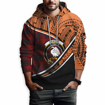 Wemyss Crest Tartan Hoodie with Polynesian Vibes Style - Orange Version