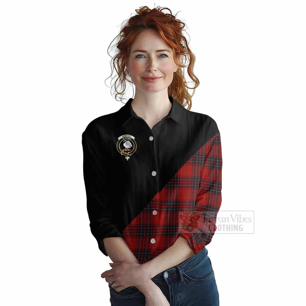 Tartan Vibes Clothing Wemyss Tartan Women's Casual Shirt with Family Crest and Military Logo Style