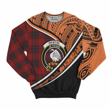 Wemyss Crest Tartan Sweatshirt with Polynesian Vibes Style - Orange Version