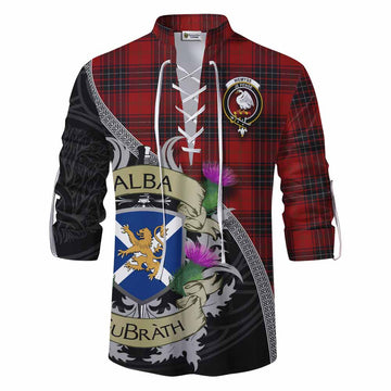 Wemyss Tartan Family Crest Ghillie Kilt Shirt Lion Rampant Royal Thistle Shield Celtic Inspired Men - Tartan Vibes Clothing
