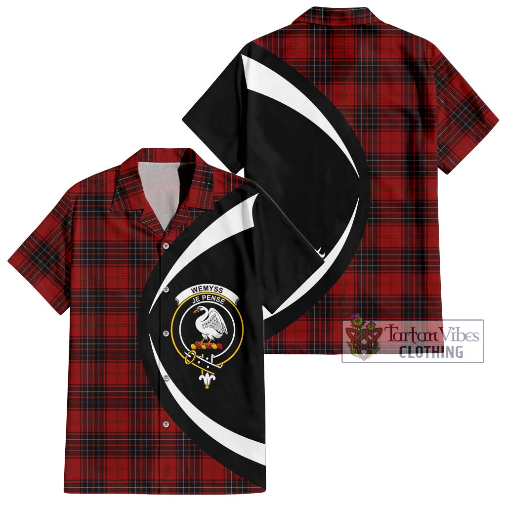 Wemyss Tartan Short Sleeve Button Up with Family Crest Circle Style Kid - Tartan Vibes Clothing