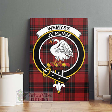 Wemyss Tartan Canvas Print Wall Art with Family Crest