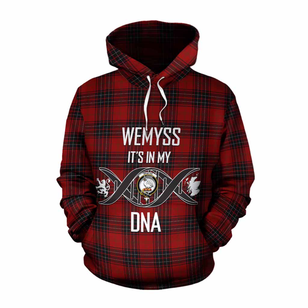 Tartan Vibes Clothing Wemyss Tartan Cotton Hoodie with Family Crest DNA In Me Style