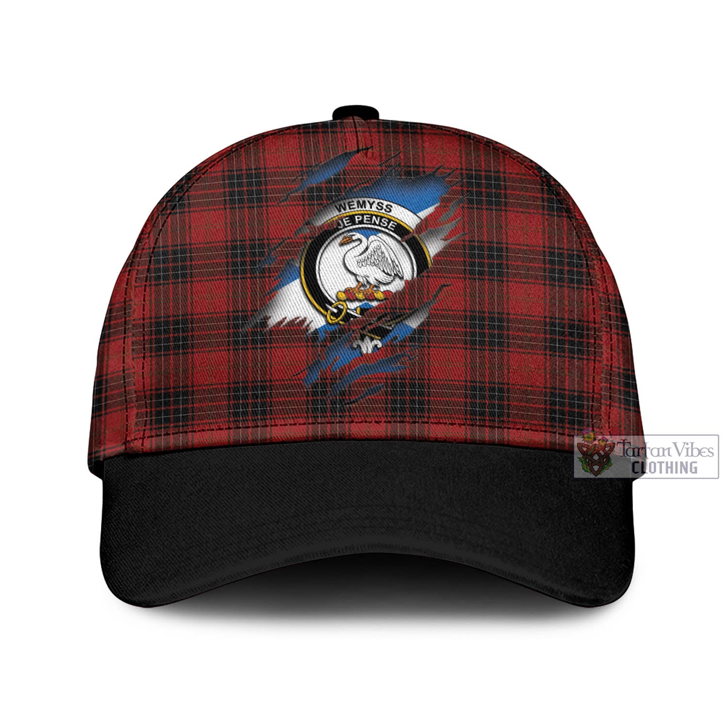 Tartan Vibes Clothing Wemyss Tartan Classic Cap with Family Crest In Me Style