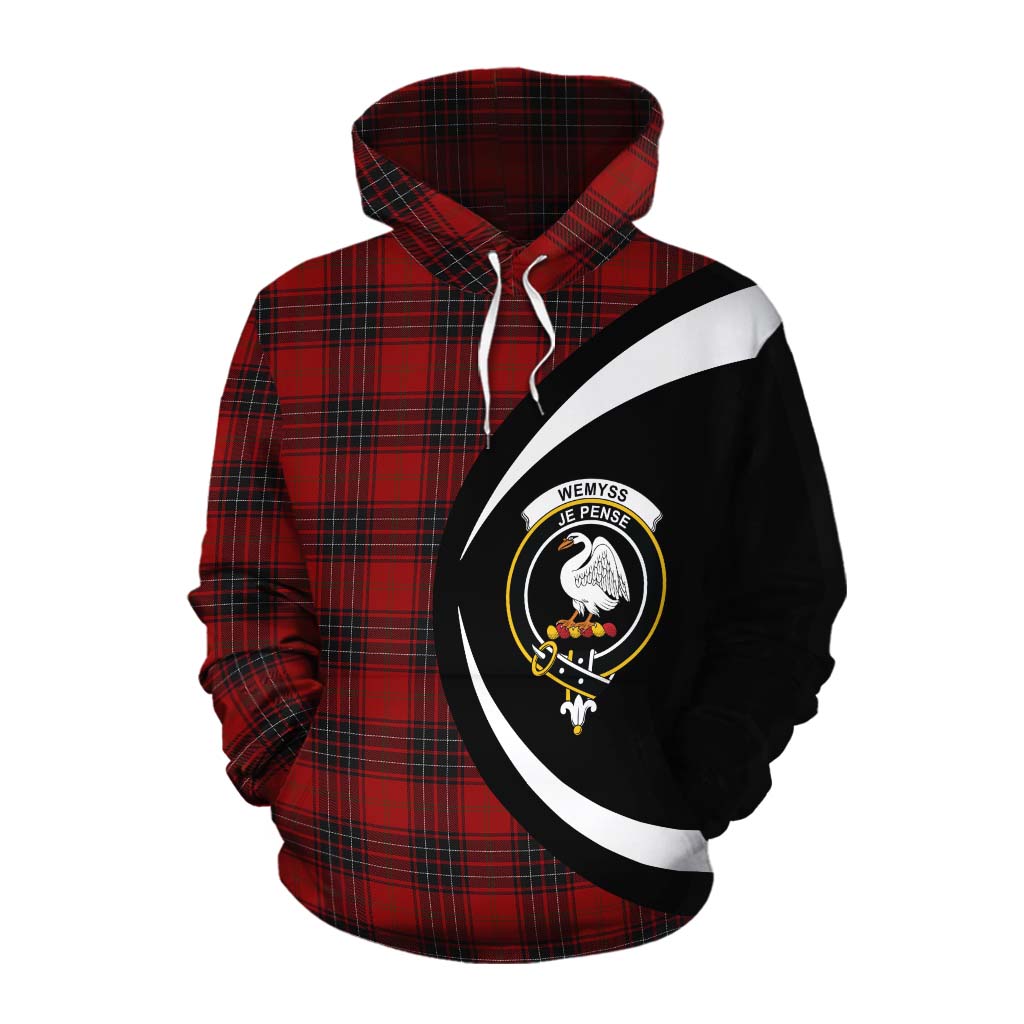 Tartan Vibes Clothing Wemyss Tartan Cotton Hoodie with Family Crest Circle Style